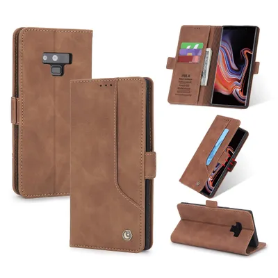 Obrázek produktu pro RetroPolyuretankožené pouzdro pro Samsung Galaxy Note 9 peněženkový design pouzdro s držákem na karty a stojánkem Hnědý