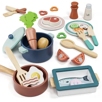 Produktbild von Kinderküche Zubehör für Spielküche Holz Spielzeug ab 3 Jahre