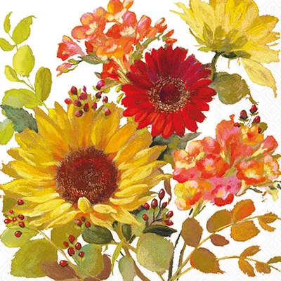 Produktbild von Servietten 25x25 cm - Sunny flowers cream