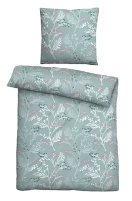 Produktbild von Traumhaft Schlafen Castell Markenbettwäsche 0403712 Baumwoll Linon Bettwäsche BLUMEN color: ciel, size: 1x 135x200 cm + 1x 80x80 cm