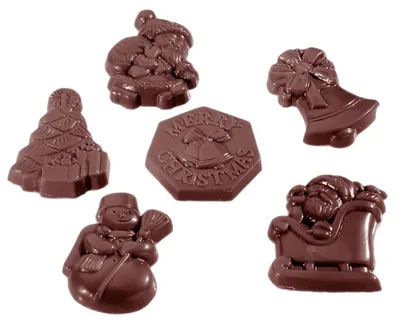 Productafbeelding van Chocoladevorm - Kerstfiguren, 6 stuks