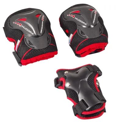 Produktbild von Hudora 83314 - Sicherheit - Protektorenset Grant, schwarz/rot Gr. S