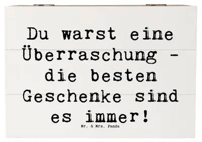 Produktbild von Mr. & Mrs. Panda Erinnerungsbox Spruch Überraschung Adoptivkind 22 x 15 cm - Weiß - Geschenk, Box, geschenkkiste, Kostbare Momente, Familie, Holz Aufbewahrungsbox, Liebe