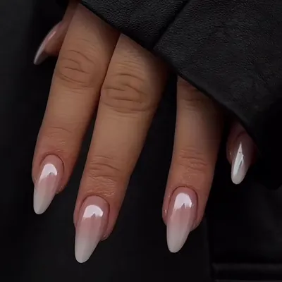 Image de Ceboic 24 pcs. Naturel Brillant Longue Amande Ongles artificiels Blanc Rose Gradient.full Cover Ongles pour le