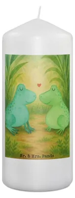 Produktbild von Mr. & Mrs. Panda Blockkerze Frosch Liebe Design 19 x 8 cm - Weiß - Geschenk, Frösche, Stumpenkerze, Kerze, Paar, Wachskerze, Küssen, Freundin, Erinnerungslicht, Freund