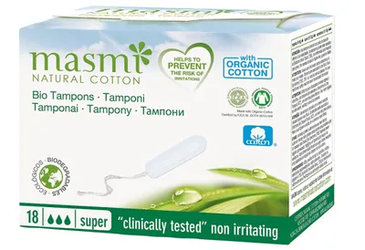 Produktbild von MasMI Super Hygienische Tampons aus Natürlicher Baumwolle, 18 Stück