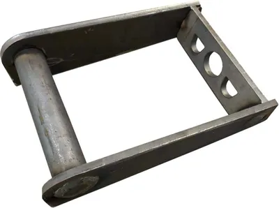 A metal bracket for a mini excavator attachment, shown on a white background.