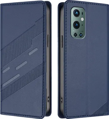 Image de Etui pour OnePlus 9 Pro, étui portefeuille en cuirPolyuréthaneavec fente pour cartes et fonction stand Blau