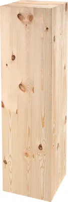 A light-colored wooden block on a white background.