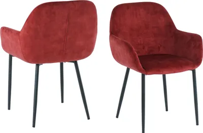Produktbild von SIT Möbel 2er-Set Samt-Armlehnstuhl | ausgestellte Armlehnen | Bezug Samt rot | Beine Metall schwarz | B 48 x T 57 x H 84 cm | 02405-25 | Serie STUHL