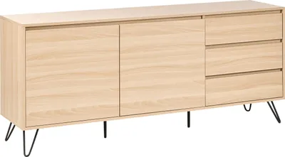 Produktbild von BELIANI Sideboard mit 2 Türen und 2 Schubladen im minimalistischen Design für das Schlafzimmer in Hellbraun