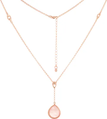 Produktbild von Collier rosévergoldet aus 925 Silber mit Quarz Anhänger, Silberschmuck