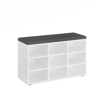 Produktbild von KOMTO Schuhbank mit Sitzfläche - Schuhregal Schuhschrank mit Sitzbank Flur Bank mit Stauraum Garderobenbank Sofia 80 x 50 x 30 cm Weiß