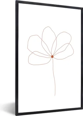 Produktbild von MuchoWow® Gerahmtes Poster Blume - Strichzeichnung - Natur 40x60 cm - Poster mit Schwarzem Bilderrahmen Wandposter Rahmen Foto Bilder - Papierdruck - Wandbilder