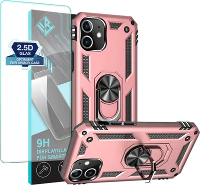Produktbild von Armor Outdoor Handyhülle für Apple iPhone 12 Handy Panzer Case Schutzhülle mit 9H Displayglas Displayschutz Farbe: Rosegold