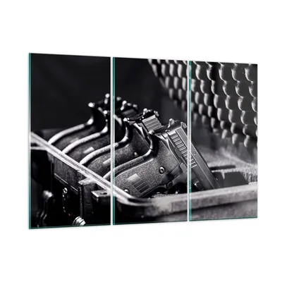 Produktbild von Bilder auf glas - Waffe Waffe Kugel - 165x110cm - Glasbilder - Wandbilder - Kunstdruck - zum Aufhängen bereit - Wanddekoration aus Glas - Glas Bilder - Wandbild auf Glas - 3 Teile - GCE165x110-4004