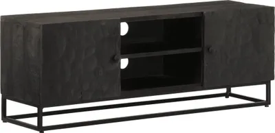 Obrázek produktu pro Příborník černý masivní mangovníkové dřevo a železo Se 2 dvířky / 110 x 30 x 40 cm