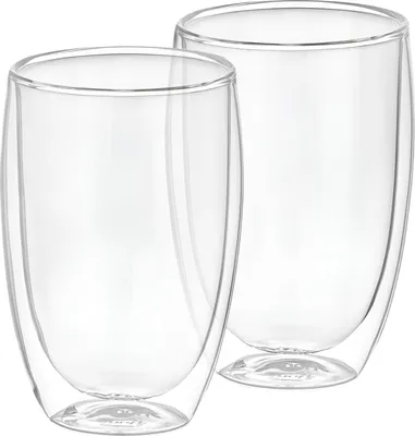 Immagine prodotto di Cheffinger, set di 2 bicchieri in borosilicato a doppia parete da 350 ml per bevande, trasparente