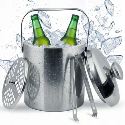 Produktbild von Eiskübel, thermischer Behälter mit Deckel für Eiswürfel, 1,3 l, mit Zange