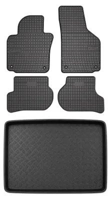 Zdjęcie produktu dla Dywaniki gumowe + mata bagażnika do Skoda Yeti 2009-2017 (z kołem zapasowym) – czarne, dopasowane – Wielganizator SolidPRO