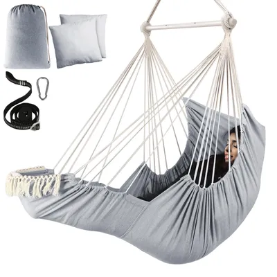 Productafbeelding van Solidchoice - Hangstoel met Voetensteun - Comfortabele Hangstoel