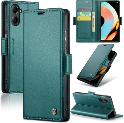Obrázek produktu pro Realme 10 Pro Pouzdro, RFID Blokování Karet, Pokročilé Flip Kožené Pouzdro s Funkcí Stojánku pro Realme 10 Pro zelené