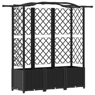 Immagine prodotto di vidaXL Aiuola rialzata con graticcio e copertura, nera, 163 x 40 x 141 cm, PP