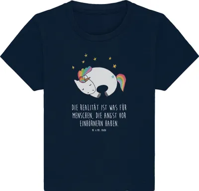 Produktbild von Mr. & Mrs. Panda Babyshirt Einhorn Nacht 0. - 6. Monat - French Navy - Geschenk, Unicorn, Baby Baumwollshirt, Menschen, Öko T-Shirt, , Kurzarmshirt, Jerseyshirt, Traum