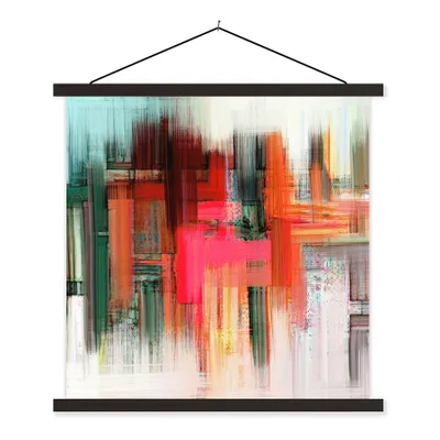 Produktbild von MuchoWow® Textilposter Ölgemälde - Abstrakt 40x40 cm mit schwarzem Rahmen - Fotos