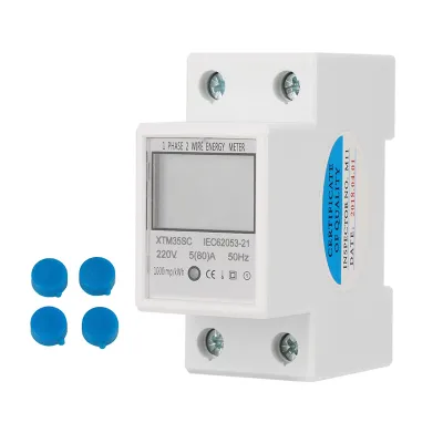 Produktbild von 220 V 5 (80) A Digital 1 Phase 2 Draht 2P Din-Schiene Stromzähler Elektronische KWh Meter
