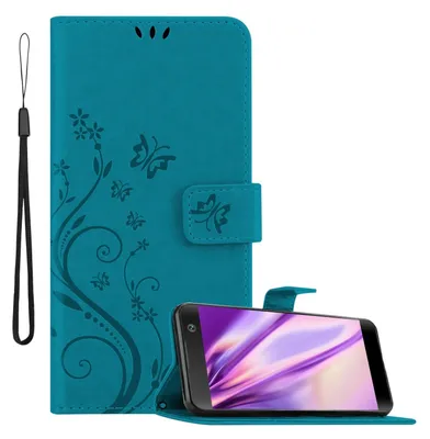 Produktbild von Cadorabo Hülle für Sony Xperia XA2 Schutz Hülle in Blau Schutzhülle Handy Hülle Etui Case Blumen Flower