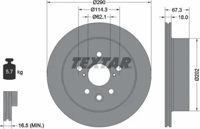 Produktbild von 2x TEXTAR Bremsscheibe 92334403 für LEXUS IS III (GSE3_ AVE3_) 67 3mm 5 7kg