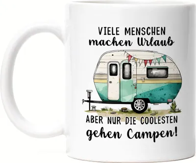 Produktbild von Nur die Coolesten gehen Campen Tasse Weiß Camping Wohnwagen Rentner Campingplatz