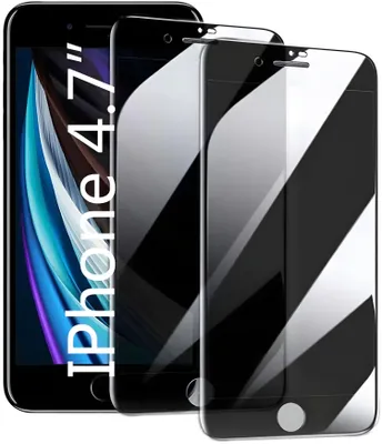 Three iPhone screen protectors are displayed in front of an iPhone.
