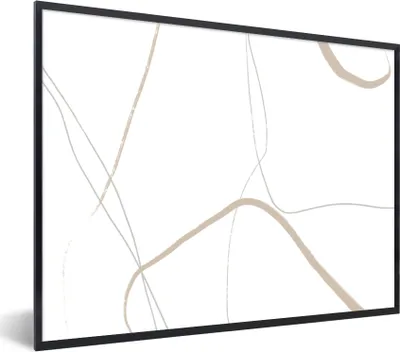 Produktbild von MuchoWow® Gerahmtes Poster Abstrakt - Minimalismus - Linienkunst 80x60 cm - Poster mit Schwarzem Bilderrahmen Wandposter Rahmen Foto Bilder - Schwarzem - Mit Gestell