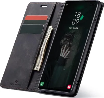 Obrázek produktu pro Pouzdro s klopou na telefon SPACECASE Wallet pro Galaxy S10+ Černá