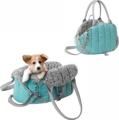 Produktbild von Hundetragetasche, Vertellbar, Schultergurt, Haustiertragetasche, Transport, Katzentasche, Reisetasche, Camping, Tasche, Türkis, 47x29x32 cm