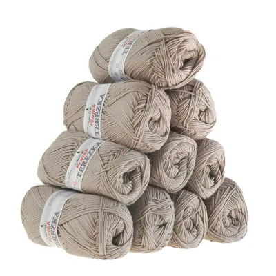 Produktbild von 10 x 50g Strickgarn Terezka 100% Baumwolle Baumwollgarn Häkelgarn, Farbe:cappuccino