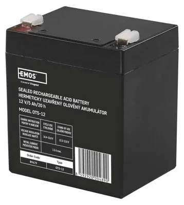 Obrázok produktu pre EMOS Bezúdržbový olovený akumulátor 12 V/5Ah, faston 6,3 mm