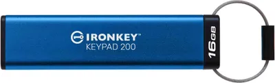 Zdjęcie produktu dla Kingston Ironkey Keypad 200 Pendrive USB 16 GB USB Type-A 3.2 Gen 1 Niebieski, IKKP200/16GB