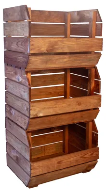 Produktbild von 3er Set Küchenregal Olaf 40x33x30 cm in Ocker  Gemüsekiste Obsthorde Gemüsekorb Obstschale Holzkiste Obstkiste