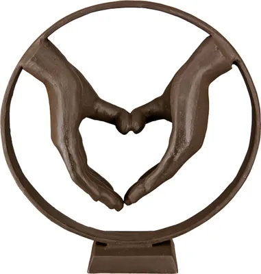 Produktbild von Casablanca Skulptur, rund, "Herzhände", Händemotiv, Herzmotiv, Eisen, braun, , L. 6 cm, B. 22 cm, H. 23 cm 84274