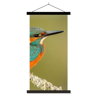 Produktbild von MuchoWow® Textilposter Eisvogel - Tiere - Vogel 40x80 cm mit schwarzem Rahmen - Wandemalerei