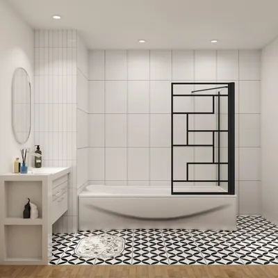 Produktbild von AICA Schwarz Badewannenaufsatz 80cmx140cm Faltwand 6mm ESG-glas Badewannenfaltwand mit 75cm Seitenwand Duschwand Badewanne Duschabtrennung