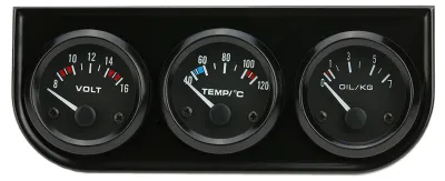 Imagen del producto de Kit de tres indicadores 3 en 1: retroiluminación LED de 12V, alta sensibilidad, alta precisión. Mide la presión del aceite, la temperatura del agua y el voltaje