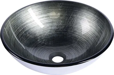 Produktbild von Sapho DAMAR Glas-Waschbecken zum Aufsetzen Durch. 42cm, Dunkelgrau/Silbern