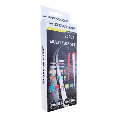Immagine prodotto di Set di fusibili per auto Dunlop con tester di corrente 120-250 V, 22 pezzi