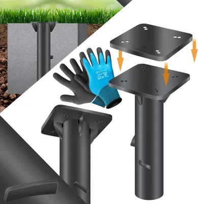 Produktbild von KESSER® Metall Universal Bodenplatte Sonnenschirmständer für Sonnenschirm - Ampelschirm - Kurbelschirm | Bodenanker, Inkl. Handschuhe  | 16 x 16 cm