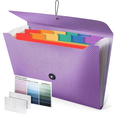Immagine prodotto di Custodia per documenti A4 con 13 scomparti, espandibile, in plastica, color viola
