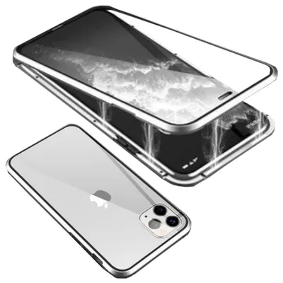 Produktbild von Für Apple iPhone 15 Pro Max Handy Tasche 360 Magnet Glas Bumper Metall Hülle Etuis Case